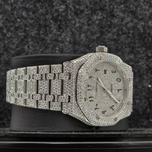 Reloj de Lujo Mecánico con Números Completamente Adornados con Cristales de Zafiro, Estilo Hip Hop, Diamantes Moissanite, Resistente al Agua 10 Bar, Acero Inoxidable - Product Image 2