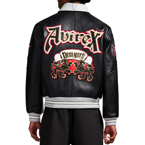 Chaqueta de Cuero Roja de Invierno con Cierre de Cremallera Gruesa de Estilo Vintage de Edición Limitada, Chaqueta Bomber de Cuero Vacuno Auténtico para Hombre Avirex - Product Image 6