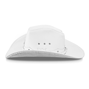 Sombrero Vaquero Occidental de Cuero Blanco Resistente al Agua para Hombre y Mujer, Incluye una Correa de Barbilla Extraíble - Product Image 3