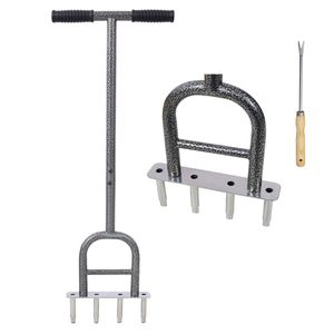 Aeratore Manuale per Prato a 4 Punte con Impugnatura in Gomma Morbida, Strumento per Pulizia del Giardino, Attrezzo Portatile per Aerazione - Product Image 1