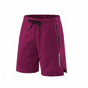Shorts de sport légers pour hommes avec poche zippée, 100 % polyester, à carreaux, taille mi-haute, imperméables et à séchage rapide - Product Image 5