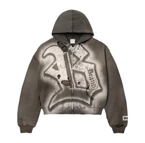 Sweat-shirts à capuche vintage en molleton uni pour homme, streetwear de haute qualité, 100% coton, 430 grammes, impression sérigraphique lavée, longueur standard - Product Image 1