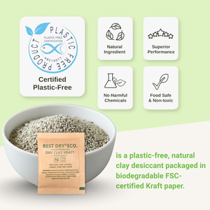 BEST DRY ECO 33g Paquete Desecante de Arcilla Bentonita 100% Pura, Absorbedor de Humedad Natural, Prevención de Moho para Alimentos y Cuero - Product Image 3