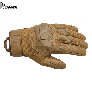 Gants tactiques marron à coques rigides, gants de sécurité avec coque protectrice moulée, dos en maille respirante, fermeture sécurisée au poignet - Product Image 3