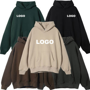 Custom Brown No <b>String</b> Pullover Regular Fit 350g Anti-Pilling Knitted Fleece Fabric 100% Cotton Unisex Summer Hoodie - Product Image 1