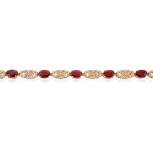 14k Gold 5.02 Ct <b>Ruby</b> and Diamond Art Deco Fashion Tennis <b>Bracelet</b> - Product Image 4