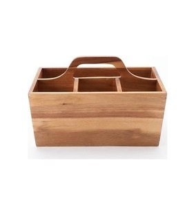 Rustic wooden caddy <b>storage</b> box handmade <b>wood</b> organizer kitchen utensil holder portable handle home decor item - Product Image 3