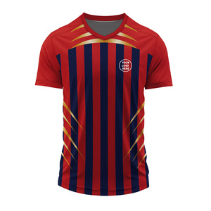 Camiseta de Fútbol Personalizada para Hombre con Rayas, Cuello en V, de Poliéster, Alta Demanda, Disponible para Venta - Product Image 2