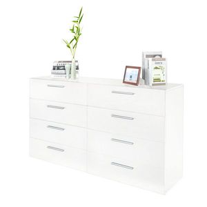 Cassettiera a 8 cassetti in rovere, comò doppio per camera da letto, mobile contenitore largo in MDF per soggiorno, ingresso di casa - Bianco - Product Image 4