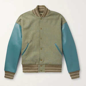 Chaquetas de hombre con diseño y estilo modernos, chaqueta varsity con mangas de cuero para hombre - Product Image 1