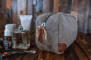 Retro Waxed Canvas Leather Toiletry Bag Custom Logo <b>Mens</b> Travel Shaving Dopp Kit Waterproof Cosmetic Organizer <b>Pouch</b> LCTB-0095D - Product Image 2