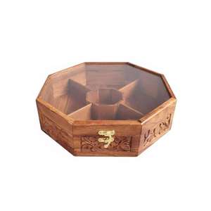 Premium Wooden Masala Organizer <b>Box</b> with Sectioned Interior and Hinged Lid for Spices <b>Herbs</b> Seasonings and Kitchen Storage - Product Image 6