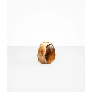 Vase de table artisanal de luxe en résine crème écologique, fait main, moderne, à rayures irrégulières, pour centre de table de salle à manger - Product Image 5