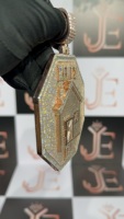 Pendentif en forme d'hexagone avec motif 'Home Rent Due', pendentifs en moissanite, bijoux fins hip-hop en argent sterling 925