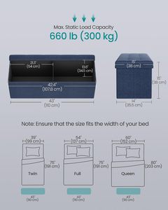 Banco de Almacenamiento Moderno de Tela con Tapa Acolchada para Sala de Estar, Muebles para el Hogar - Product Image 2