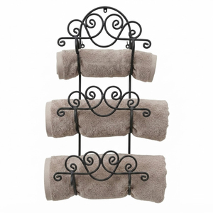 Support mural métallique industriel noir thermolaqué à 6 niveaux pour serviettes enroulées – Vente en gros - Product Image 5