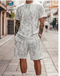 <b>Men</b> s Full Print <b>T</b>-<b>Shirt</b> <b>and</b> <b>Shorts</b> Matching Set Casual Sportswear - Product Image 1