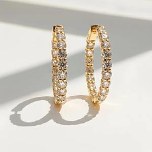 Pendientes de Aro con Diamantes Cultivados en Laboratorio de 7.28 Ct, Oro Sólido de 14K, Joyería Fina para Mujer, Regalo y Ocasiones Festivas - Product Image 5