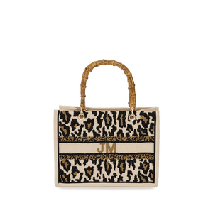 Grand fourre-tout ouvert de Bohème avec embellissements perlés et perles Poignées de style bambou Embrayage assorti Style tendance - Product Image 1