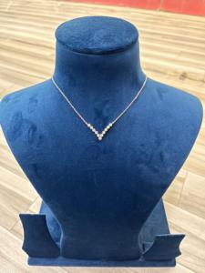 14K White Gold Minimal V Shape Brilliant Cut Lab Grown Diamond Pendant Necklace 1.21 Carat Women <b>Gift</b> Jewelry Rhodium Plated - Product Image 3