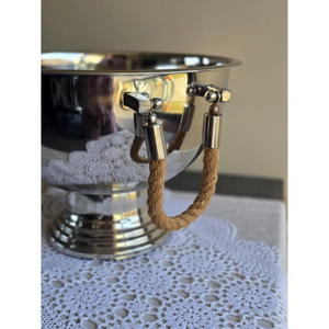 Insulated Aluminium Made Ice Bucket Luxury Design With Rope Handle <b>Cooler</b> Champagne Pail Silver Color for Home Bar Accessories - Product Image 5