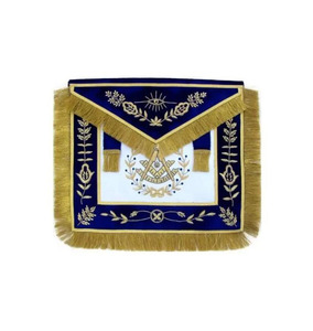 Tablier de cérémonie maçonnique brodé à la main sur mesure avec ceinture réglable et support avec poche - Product Image 2