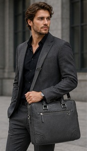 Sac Messager pour Ordinateur Portable en Cuir Véritable Gravs pour Homme - Léger, Durable, Luxe, Fermeture Éclair, Haute Qualité - Product Image 3