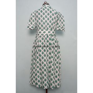 Vestido largo de algodón indio estampado a mano, vestido largo de boda india, ropa de verano para niña, vestido 100% algodón - Product Image 6