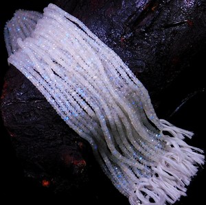 AAA <b>Rainbow</b> Moonstone Faceted Rondelle Beads 3.5-4mm Flashy Moonstone Strand Wholesale Bulk - Product Image 2