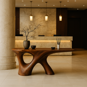 Table console moderne en bois massif naturel fait main, de haute qualité, marque Luxali, modèle pour salon, hôtel, entrée - Product Image 1