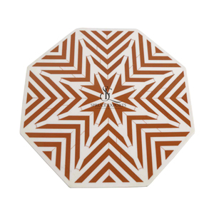 Octagonal <b>Top</b> Wood Resin Cake Stand Geometric Inlay Dessert Platter With Metal Gold Wire Cage Pedestal Base For Party Decor - Product Image 6