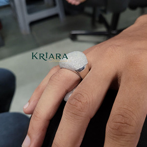 Anillo de Sello para Hombre de Plata 925 con Diamantes Blancos Cultivados en Laboratorio de Corte Brillante Redondo para Uso Diario - Product Image 2