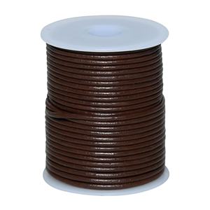 Cordón de cuero a granel de 2mm a 8mm, venta al por mayor, cordón plano trenzado de cuero genuino para suministros de artesanía - Product Image 1