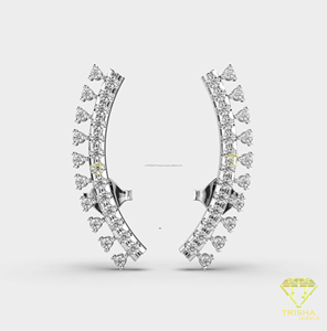 Luxury Double Row Moissanite Diamond Hoop Earrings Rose Gold Earrings For Women - Product Image 2
