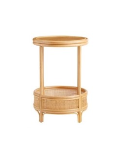 Natural Rattan Round Coffee <b>Table</b> with Lower <b>Storage</b> Shelf, Handwoven Wicker <b>Side</b> <b>Table</b> for Living Room, Patio, Bedroom and Home - Product Image 2