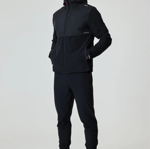Survêtement à capuche coupe-vent personnalisé de haute qualité, veste et pantalon zippés avec blocs de couleur, sportif, hiver, automne, OEM ODM - Product Image 1