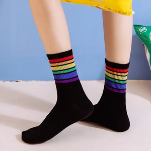 Chaussettes hautes côtelées multicolores personnalisées, épaisses, chaudes, extensibles, décontractées, pour l'hiver et le streetwear - Product Image 4