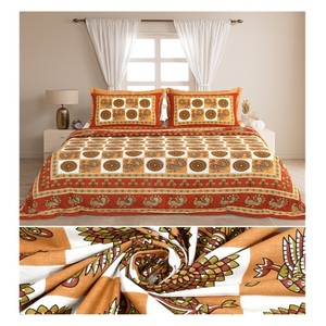 Parure de draps en coton de qualité supérieure, imprimée à la main, motif floral Manthan coloré, personnalisable, 300TC, 1,8m, toutes saisons, résistante à la décoloration, KK - Product Image 1