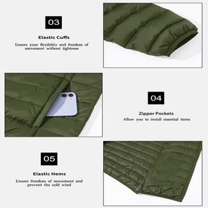 Wholesale Factory Direct Puffer Down <b>Jackets</b> Windproof Outerwear Filled Winter Coats Autumn Outdoor Regular Fit Olive Green Coat - Product Image 5