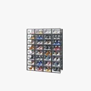 Small Size Black Plastic Mesh <b>Shoe</b> <b>Storage</b> Box 32PCS 332314cm Clear Design Style Freely Combinable Organizer - Product Image 3