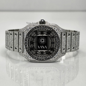 Vana Jewels Luxury Iced Out Moissanite Watch for Men <b>Automatic</b> Mechanical Stainless Steel Diamond Dial Custom <b>Wristwatch</b> - Product Image 5