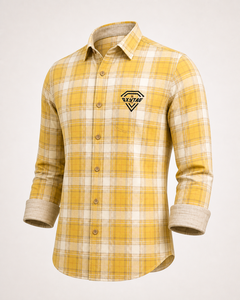 Chemise décontractée en coton à manches longues pour homme, à carreaux jaunes, personnalisée OEM, respirante, boutonnée, en flanelle, vente en gros - Product Image 2