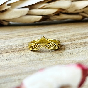 Trendy Design Chevron V Shape <b>Ring</b> Boho Brass <b>Rings</b> For Women 18k Gold Plated Filigree <b>Wave</b> Band <b>Ring</b> For Wholesale/OEM/ODM - Product Image 1
