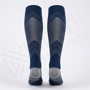 Knee High <b>Running</b> <b>Socks</b> Breathable Striped Design for Adults Sports <b>Compression</b> Support Standard Thickness Knitted Style - Product Image 2