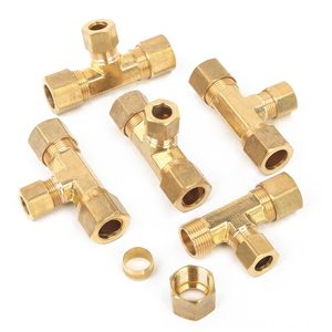 Conector de Tubería en T de Compresión de Latón Forjado, Resistente a la Corrosión, para Agua, Aceite, Gas y Plomería - Product Image 2