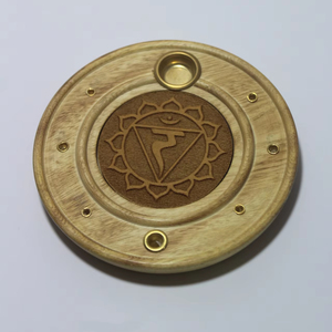 Handmade Eco-Friendly Indian Mango/Acacia Wood Incense Holder with Brass Inlay & Custom Center Engraving Design - Product Image 1