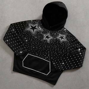 Sudadera con Capucha de Algodón Unisex, Personalizada OEM, de Alta Calidad, Casual, de Lujo, con Pedrería en Toda la Superficie, Impresión Digital, Ecológica, para Invierno - Product Image 1