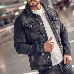 Outfitize Veste en jean authentique bleu pour homme, style classique, en coton robuste, style camionneur, vente en gros - Product Image 2