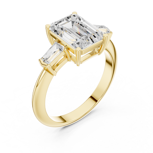 Anillo de compromiso Aries Jewel de oro macizo de 14K con diamantes de corte esmeralda y corte baguette de 3 CT, certificado por IGI, colección de joyería. - Product Image 1