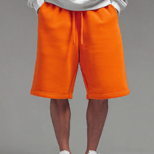 High Quality <b>Men</b> Cotton <b>Fleece</b> <b>Shorts</b> Solid Casual Mid Breathable for Online Sale Custom Logo - Product Image 4